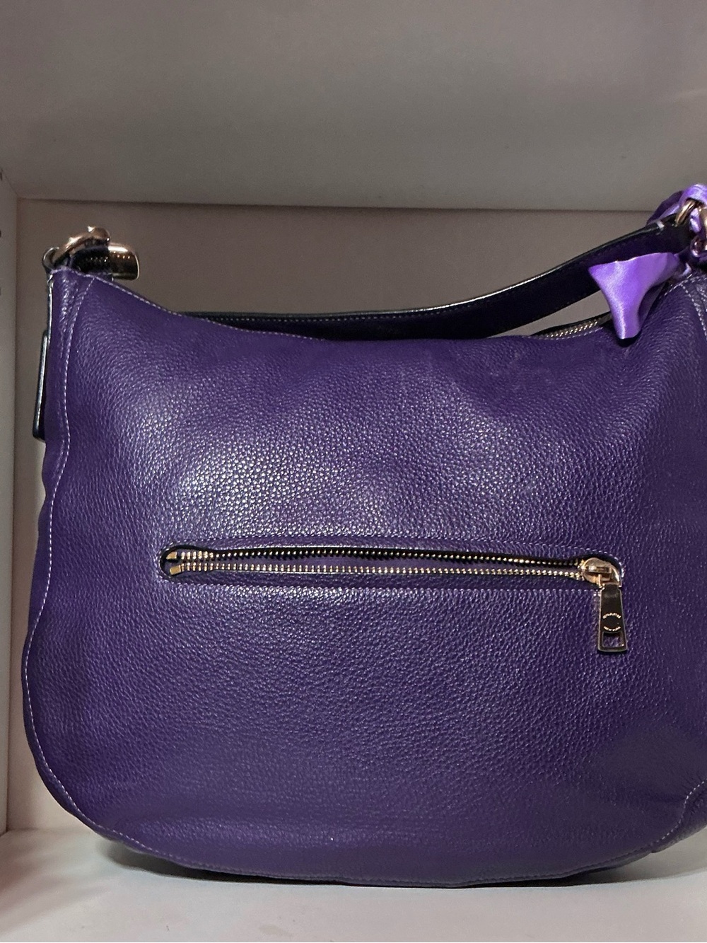 Coach Purple Pebbled Leather Hobo Bag - Picture 2 of 4